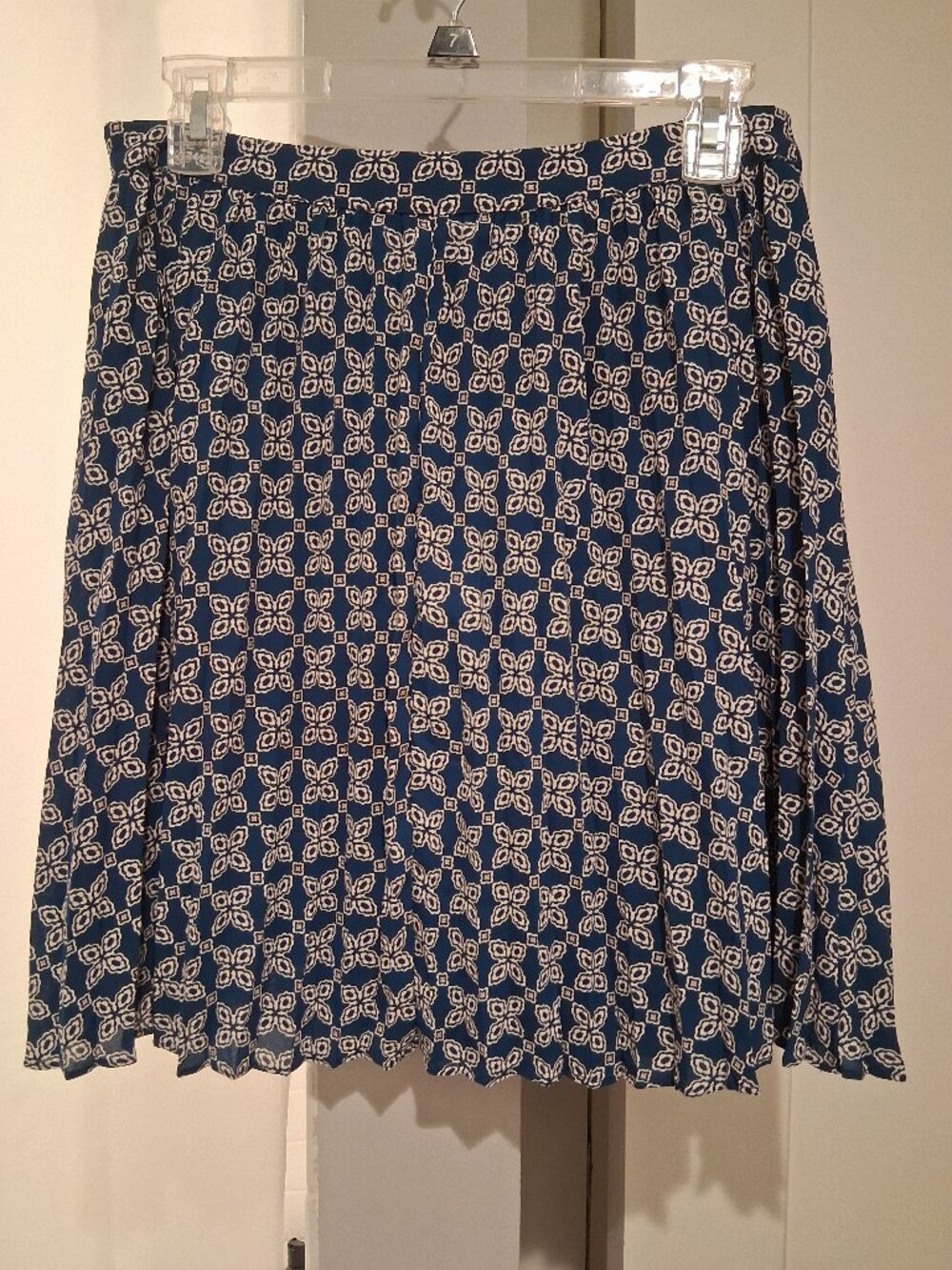 NWT J.Crew Pleated Dark Teal Cream Sheer Print size 6
